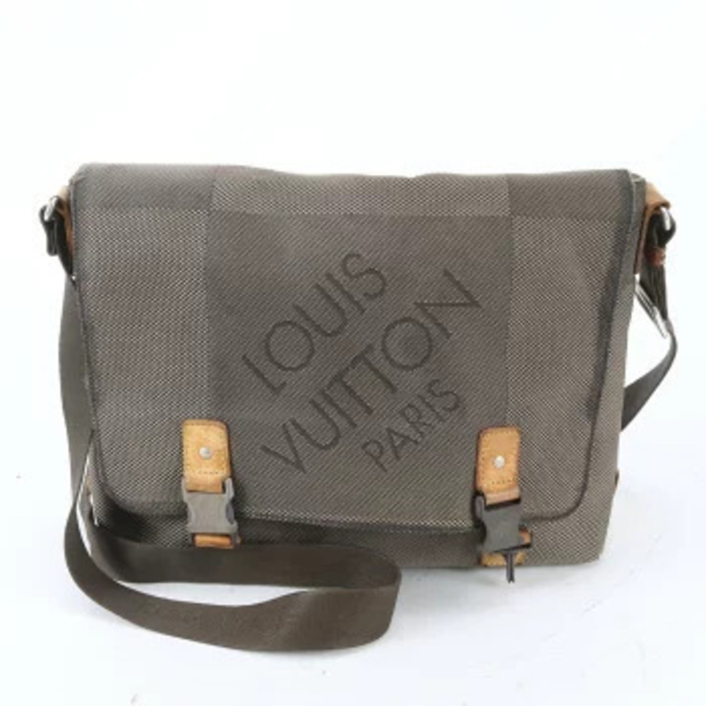 Louis Vuitton Damier Geant Lou Leather Messenger Crossbody Bag Brown